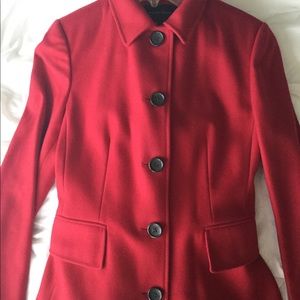 Tailored red wool coat. Jackie O style